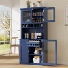 Farmhouse Freestanding Buffet with Hutch, Tall Kitchen Pantry Storage Cabinet with Wine Rack & Adjustable Shelves - ModernLuxe - 2 of 4