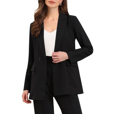 INSPIRE CHIC Women's Long Sleeve Collared Belted Business Casual Suit Jacket Blazer