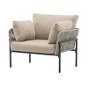 Modern Outdoor Lounge Chair, 36" Iron Lounge Chair with Rope Weave Design, Chairs with Iron Legs and PE Cushions-Coolbibila - 4 of 4