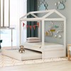 Twin Size Wood House Bed with Trundle for Bedroom - 3 of 4