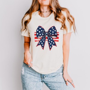 Simply Sage Market Blue and White Star Bow Coquette Short Sleeve Tee - 1 of 4