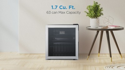 BLACK+DECKER 1.7 Cu. Ft. Beverage Cooler with Double Pane Glass Door, Drink Fridge & Beverage Refrigerator with 63-Can Capacity
