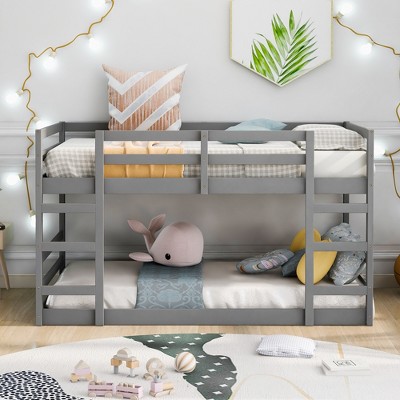 Twin Over Twin Bunk Bed With Ladder, Gray-modernluxe : Target