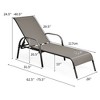 Costway Outdoor Patio Lounge Chair Chaise Fabric Adjustable Reclining Armrest Pool Brown - image 3 of 4