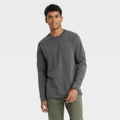 Men's Standard Fit Long Sleeve Crewneck T-shirt - Goodfellow & Co™ Hematite  S : Target