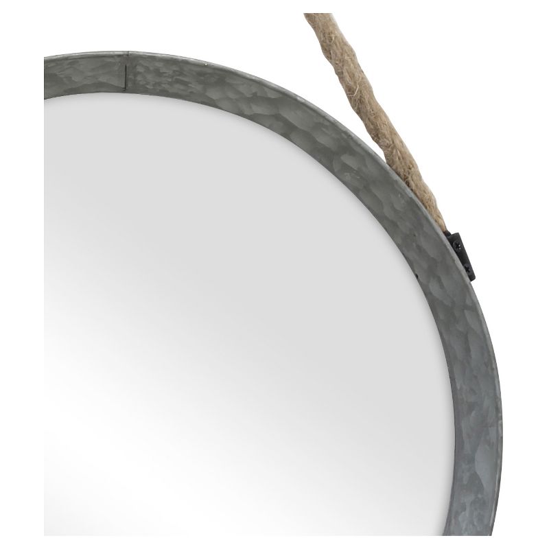 11.9&#34; Suspended Round Galvanized Metal Wall Mirror with Rope Hanging Loop Brown/Silver - Stonebriar Collection, 5 of 8