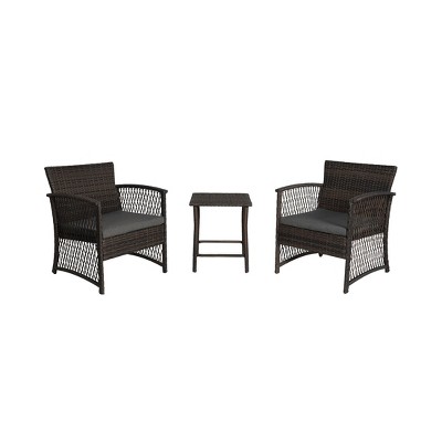 WestinTrends  3-Piece Outdoor Patio Conversation Set, Coffee/Gray