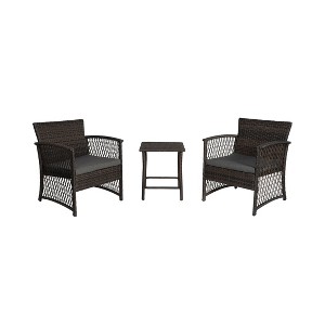 WestinTrends  3-Piece Outdoor Patio Conversation Set, Coffee/Gray - 1 of 4