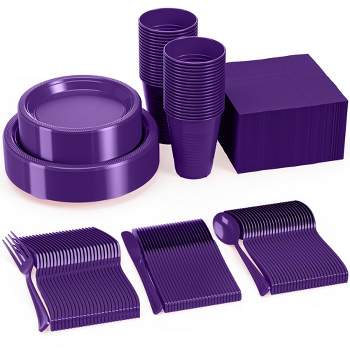 Crown Display 350 Piece Solid Color Disposable Plastic Dinnerware party set- Serves 50