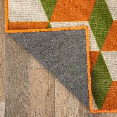 Contemporary Orange and Green Geometric Flatweave Area Rug
