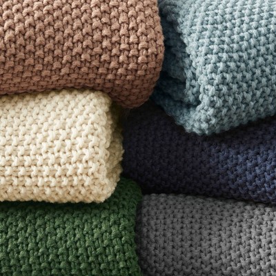 Cozy Cottage Ivory 50"x60" Knit Throw Blanket