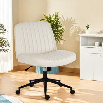GlasFlength Office Comfy Seating Sets with Replaceable Wheels and Fixed Base, Height Adjustable Wide Seat, White, 29"*10"*23.6"