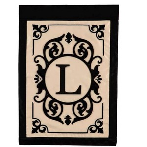 Evergreen Flag Cambridge Chic Letter L Monogram Applique Garden Flag - 12.5" Wide x 18" High - 1 of 4
