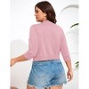 Women's Tie Front 3/4 Sleeve Rib Knit Bolero Open Front Cardigan Sweaters Shrug - 4 of 4