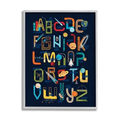 Stupell Industries Retro Outer Space Alphabet Blueprint Letter Chart