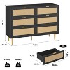 Rattan Dresser for Bedroom, Modern 6 Drawer Double Dresser with Gold Handles, Wood Storage Chest of Drawers fo Bedroom,Living Room,Hallway - 2 of 4
