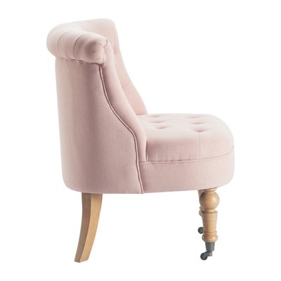 Blush Pink Tufted Armless Slipper Chair with Turned Legs