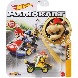 Hot Wheels Mario Kart 1:64 Scale Bowser in Standard Kart Collectible Vehicle - 1 of 2