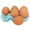 Farmlyn Creek 2 Pack Ceramic Half Dozen Egg Tray Holder for Countertop, Refrigerator, Porcelain Egg Carton Holds 6 Chicken Eggs for Easter, Teal - 3 of 4