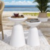 VisioGear Patio End Tables, 2PCS Outdoor Flared Shaped End Table, Patio End Table with Round Base for Balcony Porch Pool, White, 15"*15"*20.75" - 3 of 4
