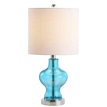 20.5" Glass/Metal Mer Table Lamp (Includes LED Light Bulb) Blue - JONATHAN Y