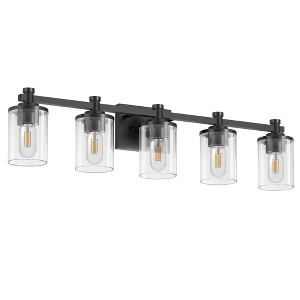 DORESshop 33 in. 5-Light Black Bathroom Vanity Light with Clear Glass Shades for Bathroom, Bedroom, or Hallway - 1 of 4