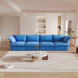 WJShome Sectional Couches for LivingRoom,162.98"Cloud Modular Sectional Sofa, Velvet Deep Couch,4 Seats Living Room Sets,Cushion Covers Removable - 1 of 4