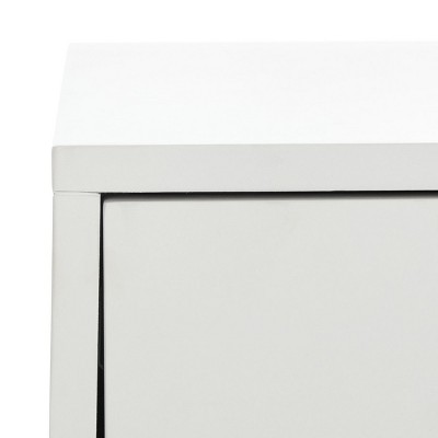 White and Gold Rectangular Wood End Table with Storage