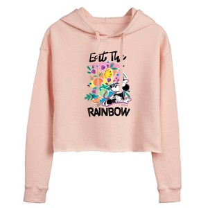 Women's - Disney - Eat The Rainbow Cropped Graphic Hoodie - 1 of 3