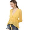 Allegra K Women's Deep V Neck Chiffon Swiss Dots Ruffle Hem Long Sleeve Peplum Shirt - 4 of 4