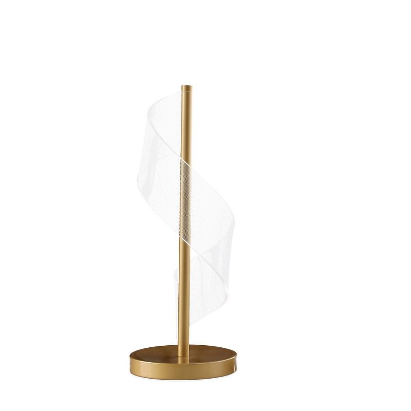 18.75&#34; Dinamo Modern Wave Swirl Acrylic LED Table Lamp Brushed Gold - Ore International, 2 of 7