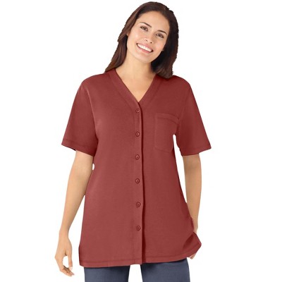 Woman Within Plus Size 7-Day Short-Sleeve Baseball Tunic