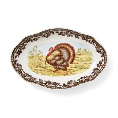 Spode Woodland Turkey Pickle Dish - Perfect for Thanksgiving