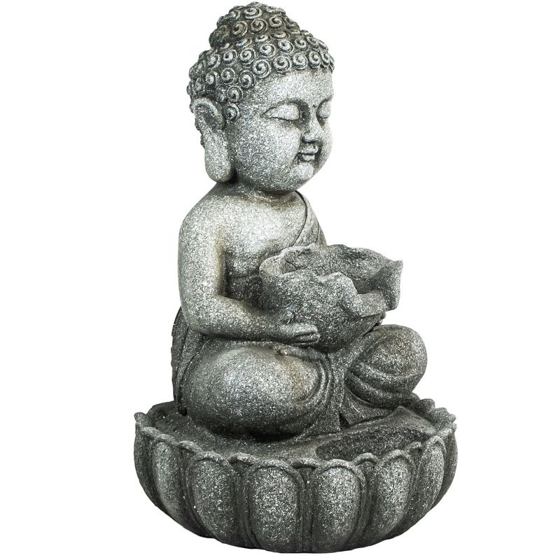 Northlight 21.5" Buddha in Sukhasana Pose Outdoor Garden Water Fountain, 4 of 7