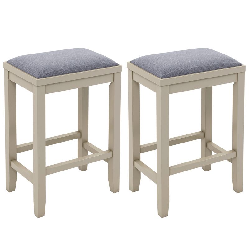 Costway Set of 2 Upholstered Bar Stools Wooden Counter Height Dining Chairs, 1 of 10