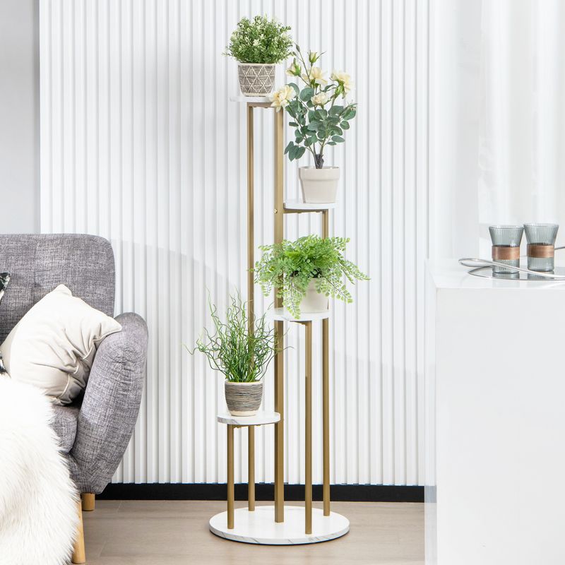 Tangkula 4-Tier Metal Plant Stand Indoor 48.5' Tall Plant Shelf for Small Plants Tiered Plant Holder W/ Golden Metal Frame, 2 of 11