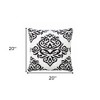 HomeRoots 20" X 20" White And Black 100% Cotton Damask Zippered Pillow - 3 of 4