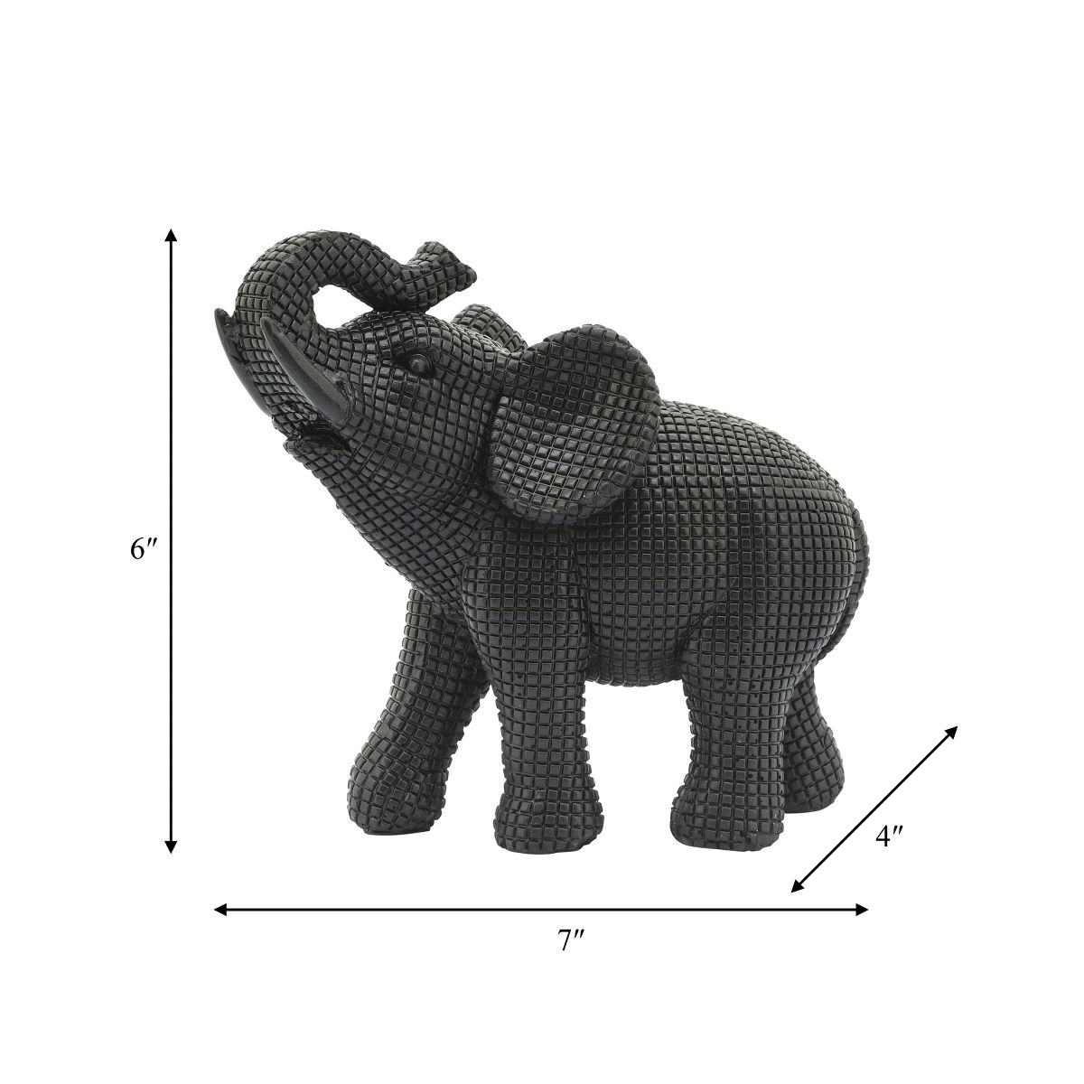 Sagebrook Home 7" Elephant Sculpture - Decorative Polyresin Elephant Statue For Home Decor - Table Accent, Desktop Figurine - thumbnail 3