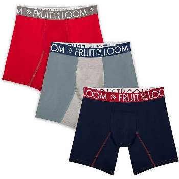 Fruit Of The Loom 3 Pack Mens Performance Breathable Tagless Boxer Briefs