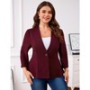 Coolmee Women Plus Size Casual Blazer Collarless 3/4 Sleeve Open Front Button Peplum Work Office Blazer Jackets - 3 of 4