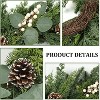 Christmas Wreath with Lights 24 Inch Real Touch Pine Wreath with White Berries/Pinecone Pre Lit - 2 of 4