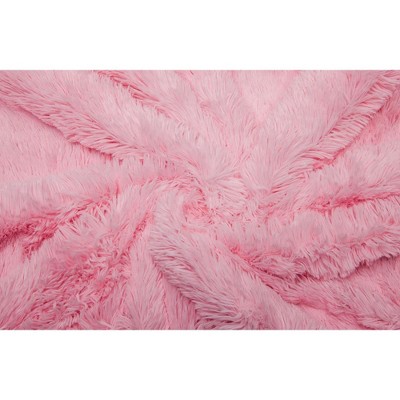 Pink Faux Fur Sherpa Fleece Reversible Throw Blanket