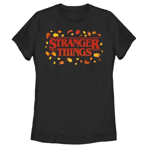 Women's Stranger Things Autumn Logo T-shirt - Black - Medium : Target