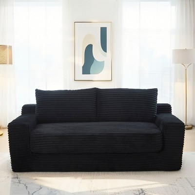 70" Modern Corduroy Sleeper Sofa with 2 Pillows, Loveseat Sofa Bed, Compact Sofa Bed for Small Apartment or Living Room – The Pop Home