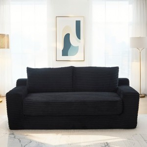 70" Modern Corduroy Sleeper Sofa with 2 Pillows, Loveseat Sofa Bed, Compact Sofa Bed for Small Apartment or Living Room – The Pop Home - 1 of 4