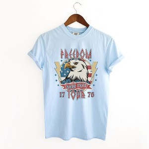 Simply Sage Market Women's Freedom Tour Born Free Short Sleeve Garment Dyed Tee - 1 of 4