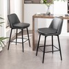 SKRAN 360° Swivel Upholstered Barstools Set of 2 With Elegant Curved Back, Upholstered Seat For Kitchen Island and Pub - 2 of 4