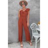 I AM A FASHION JUNKY Solid Ruffle Trim V Neck Fit Jumpsuit - 2 of 4