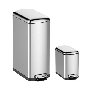 WhizMax Trash Can Combo Set, Stainless Steel Step Tread Trash Can - 1 of 4