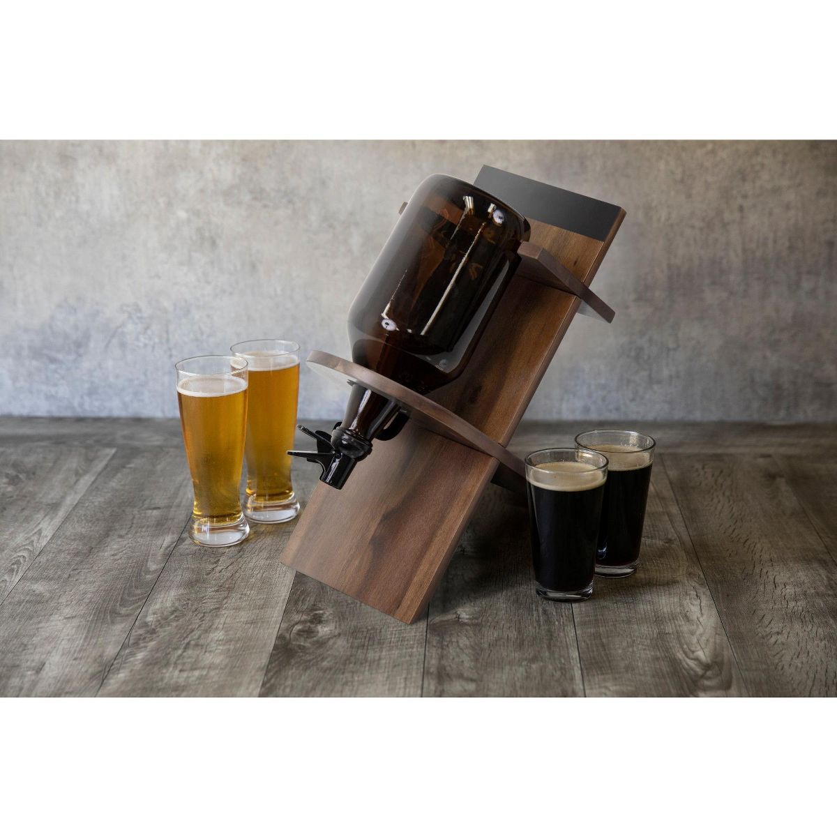 Picnic Time 64oz Glass Growler with Handcrafted Wood Stand for Cold Beverages - thumbnail 5